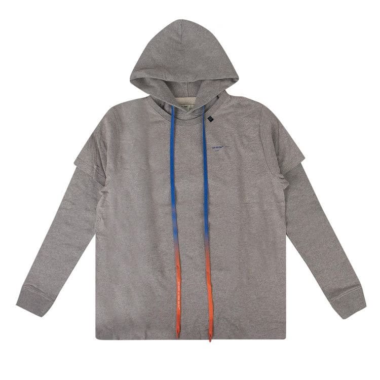 Off-White Oversized Logo Double Sleeve Hoodie Grey