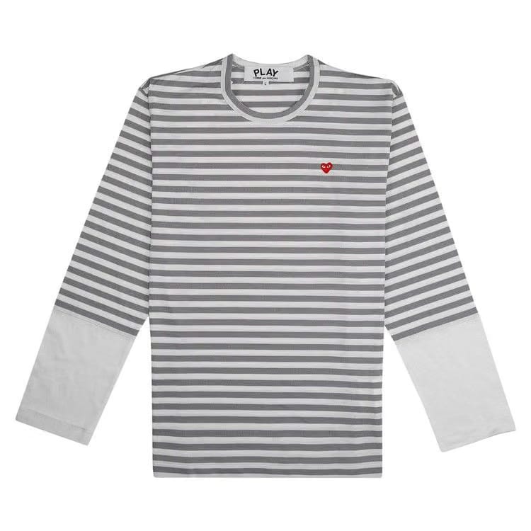 Comme des Garçons PLAY Striped Long-Sleeve T-Shirt Grey/White