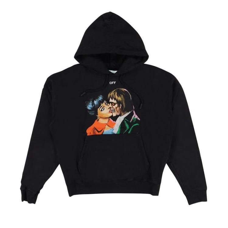 Off-White Kiss Graphic Print Hoodie Black