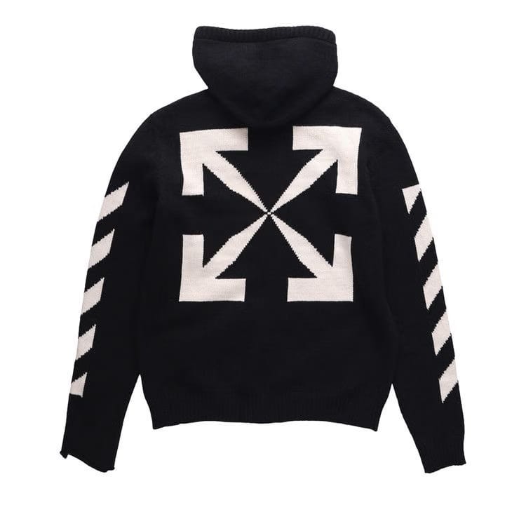 Off-White Diag Arrow Knit Zip Hoodie Black/White