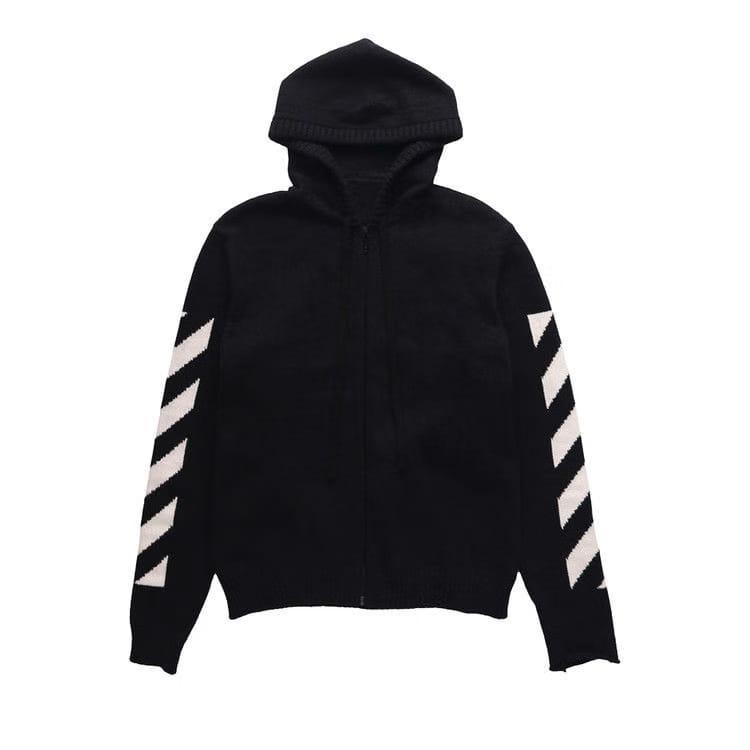 Off-White Diag Arrow Knit Zip Hoodie Black/White