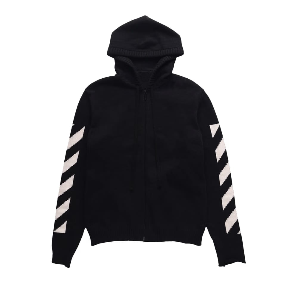 Off-White Diag Arrow Knit Zip Hoodie Black/White