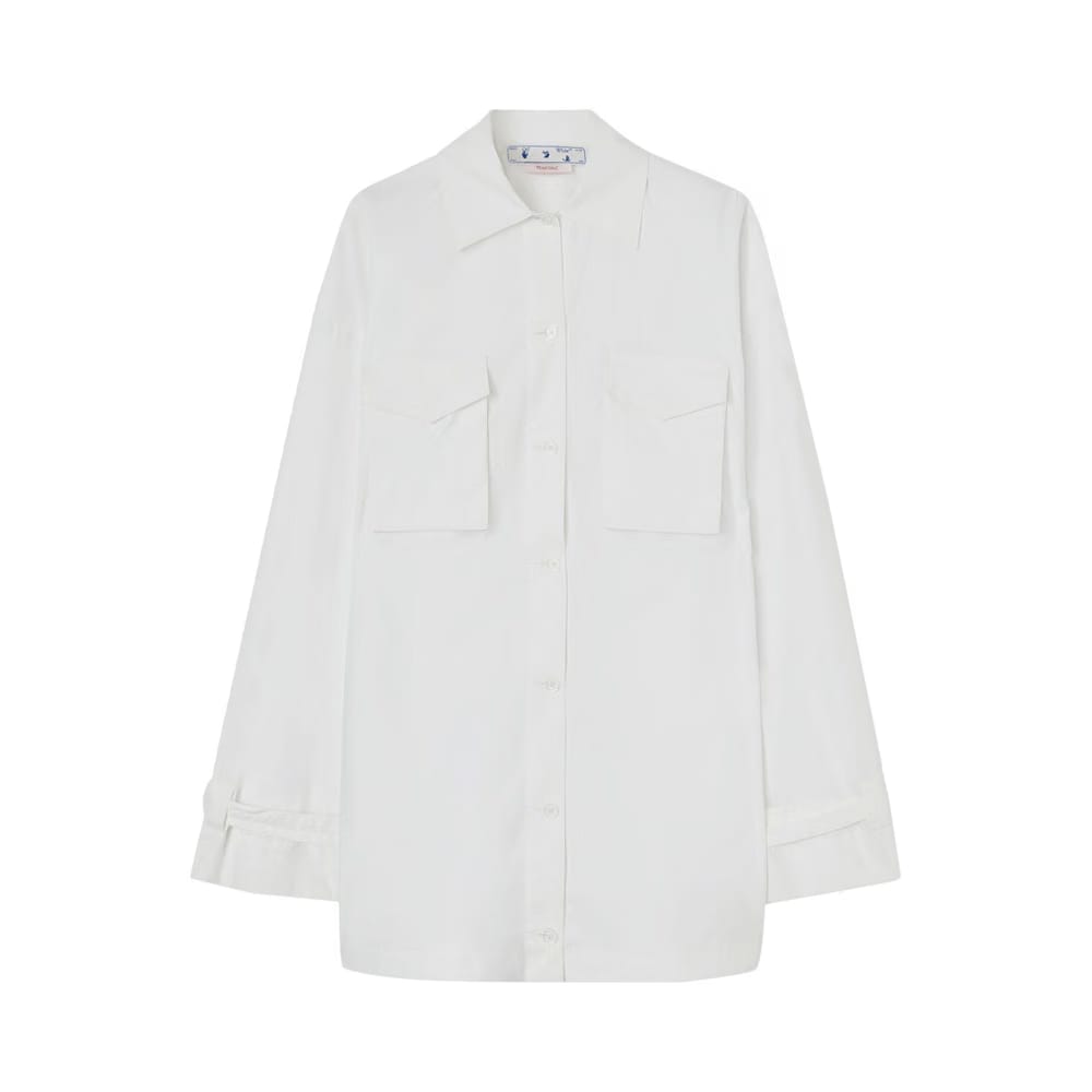 Off-White Poplin Cargo Shirt Dress Black