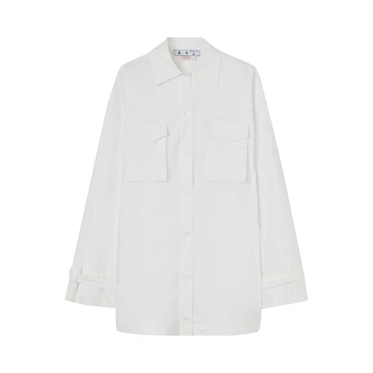 Off-White Poplin Cargo Shirt Dress Black