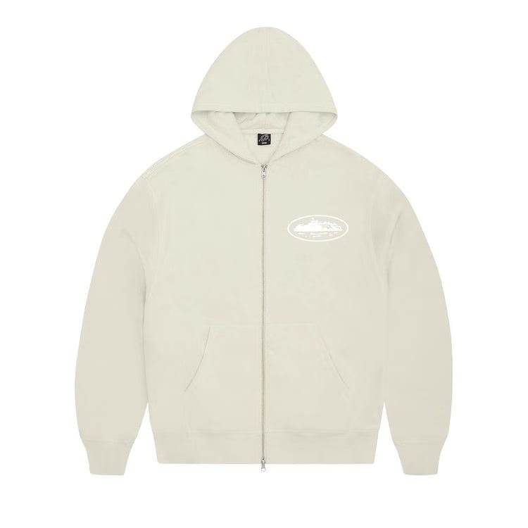 Corteiz Island Puff Print Zip Hoodie Off White