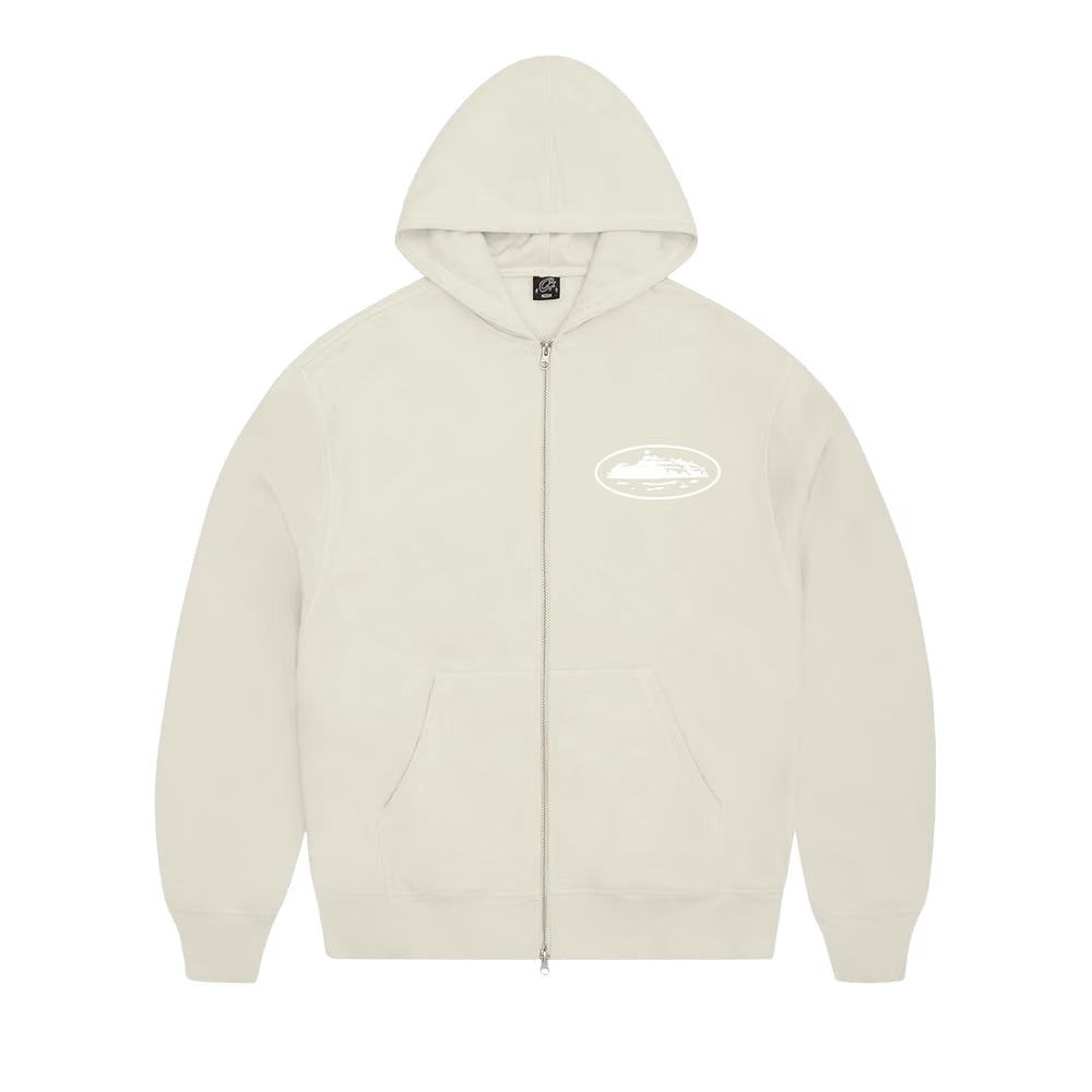 Corteiz Island Puff Print Zip Hoodie Off White