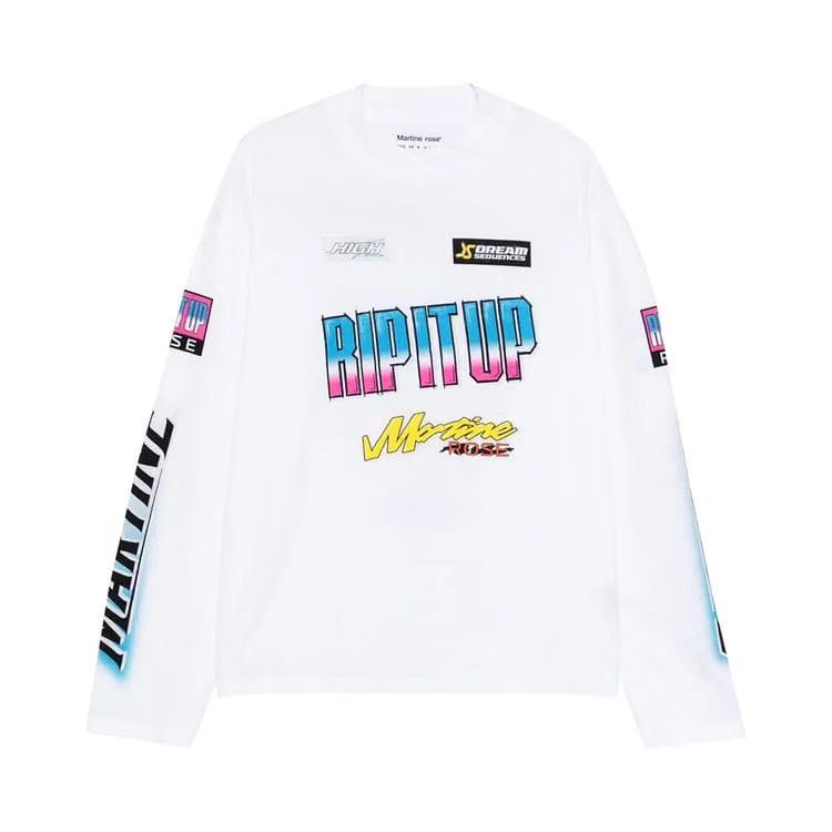 Martine Rose Funnel Neck Long-Sleeve T-Shirt White Bmx