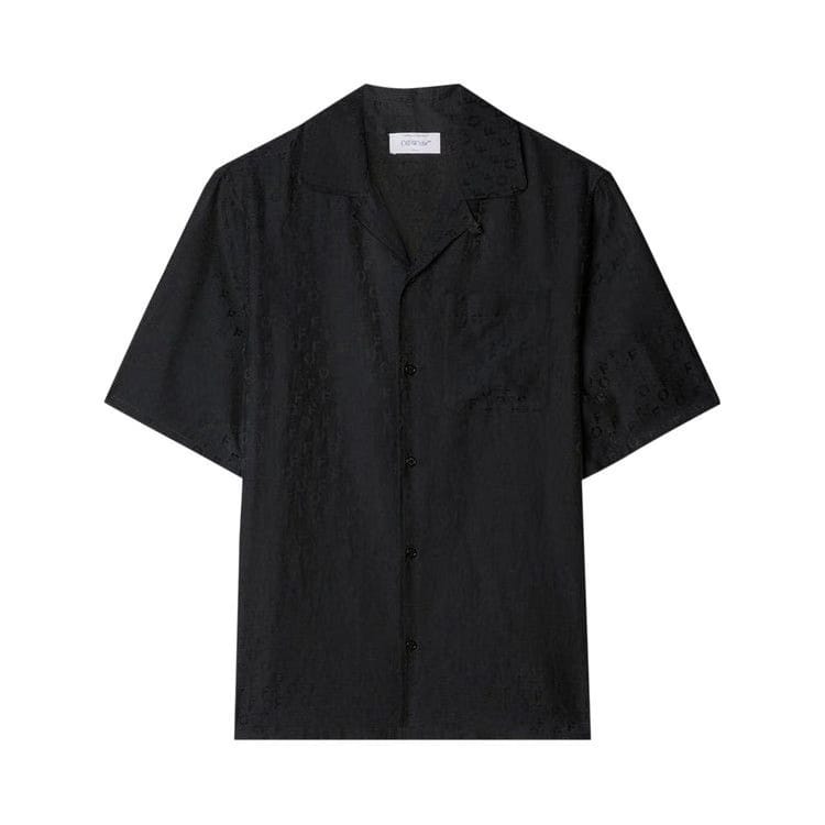 Off-White Logo Jacquard Camp Collar Shirt Black