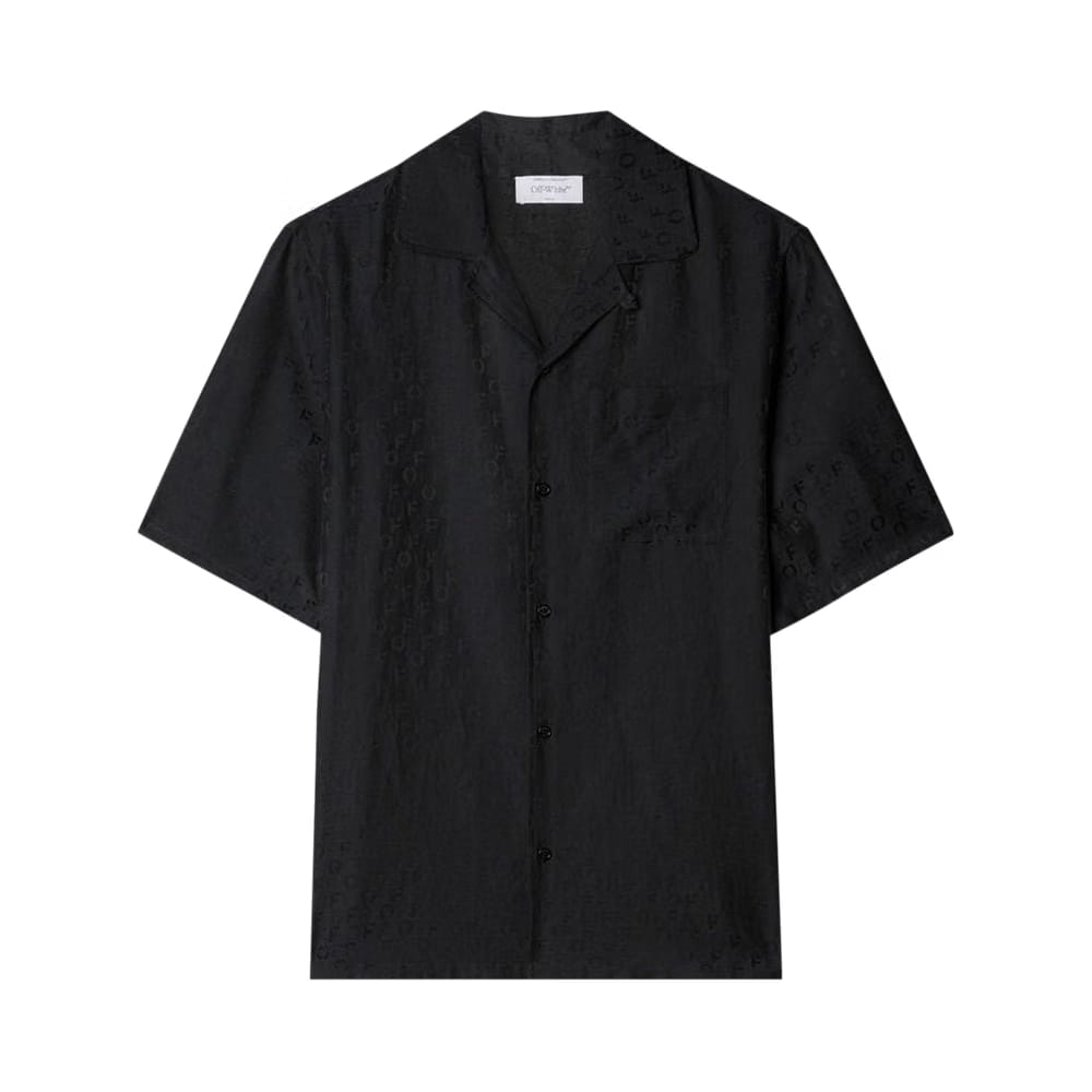 Off-White Logo Jacquard Camp Collar Shirt Black