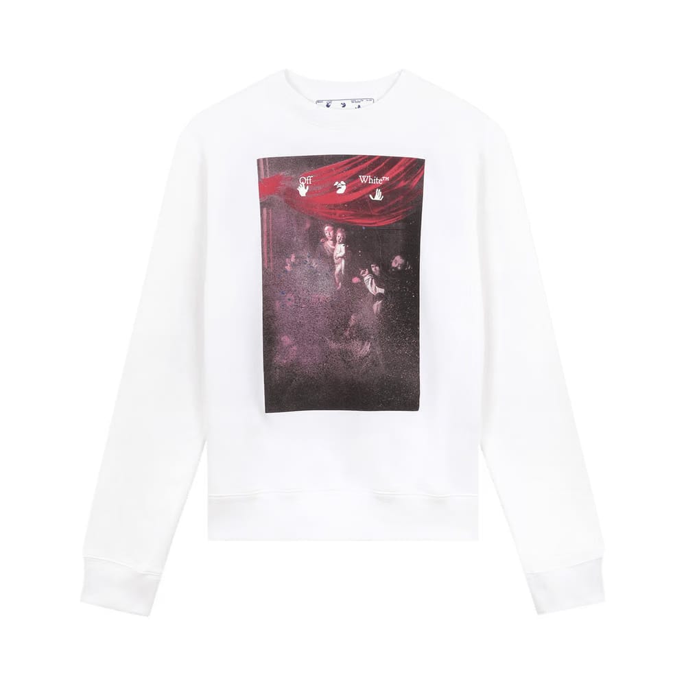 Off-White Sprayed Caravaggio Slim Crewneck White