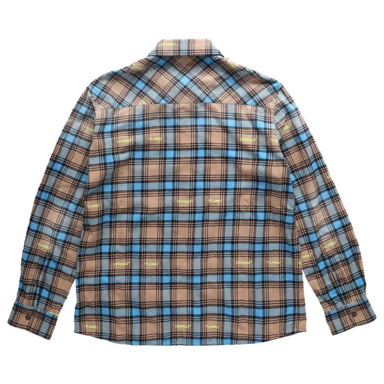 Off-White Helvet Patt Check Flannel Skate Shirt Camel