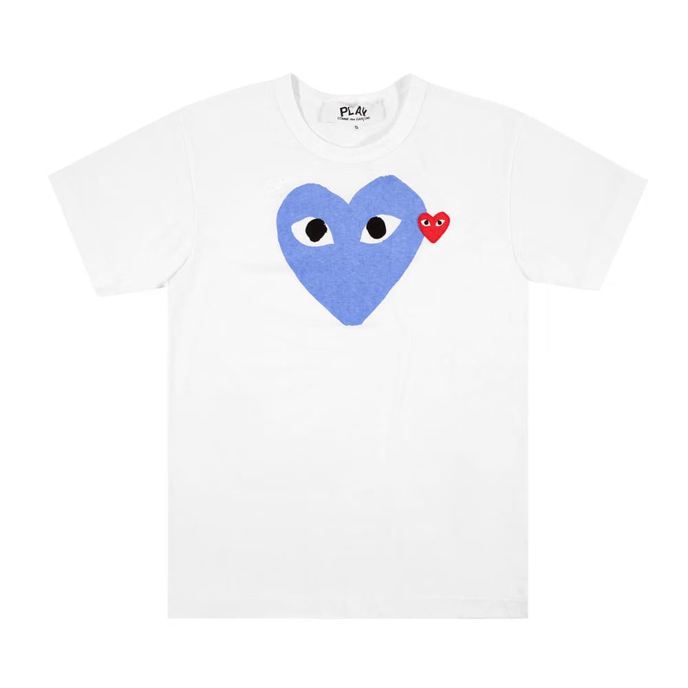 Comme des Garçons Shorts-Sleeve Play T-Shirt With Blue Heart Blue/White