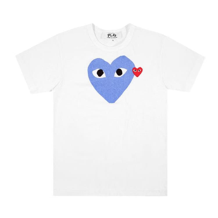 Comme des Garçons Shorts-Sleeve Play T-Shirt With Blue Heart Blue/White