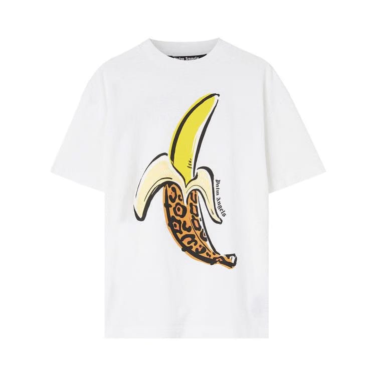 Palm Angels Banana Printed Classic T-Shirt White/Yellow