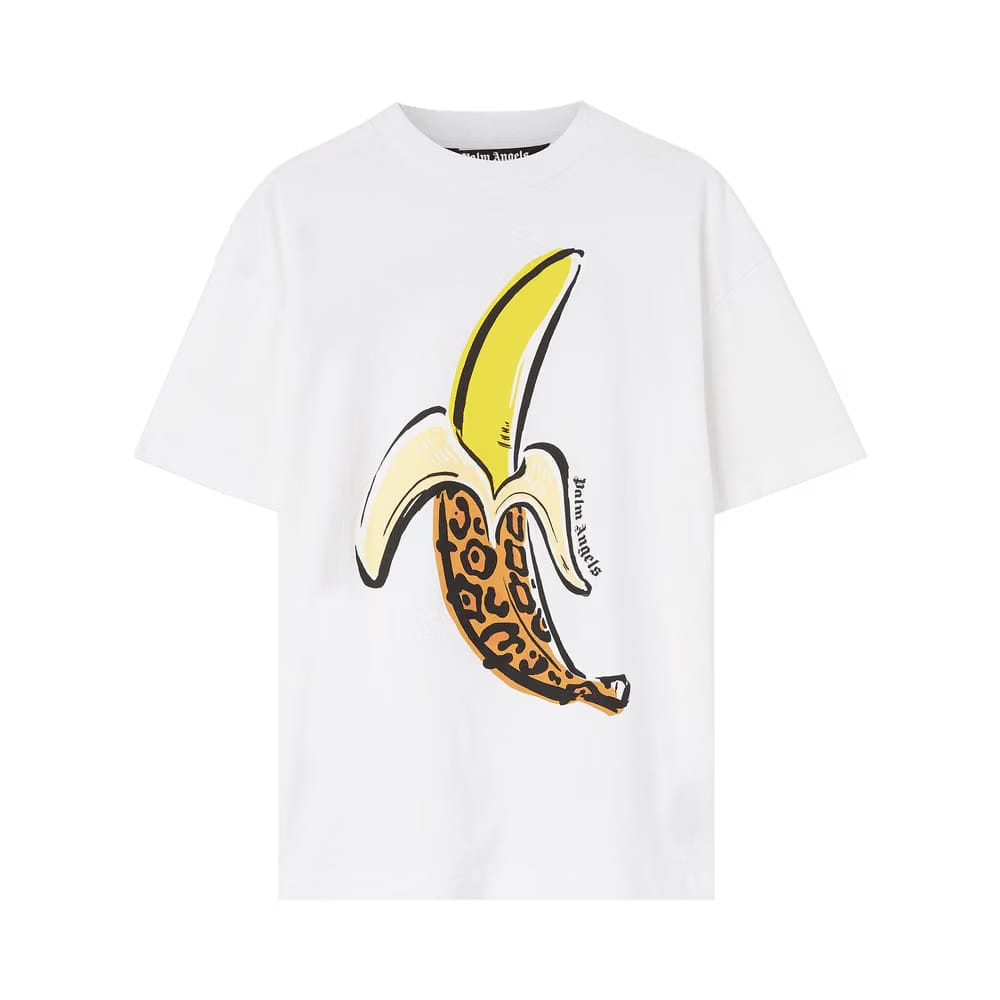 Palm Angels Banana Printed Classic T-Shirt White/Yellow