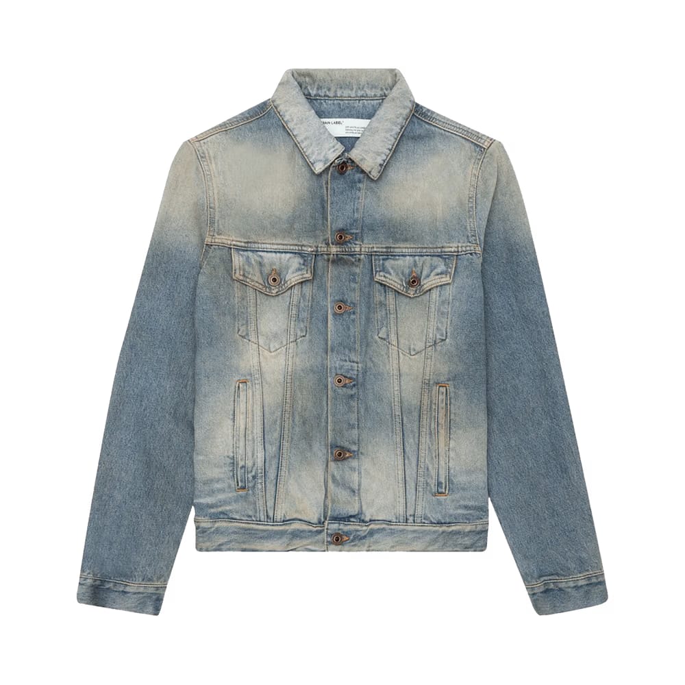 Off-White Airport Tape Slim Jeans Jacket Vintage Wash