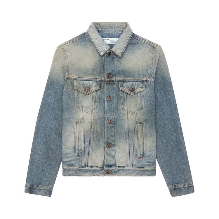 Off-White Airport Tape Slim Jeans Jacket Vintage Wash