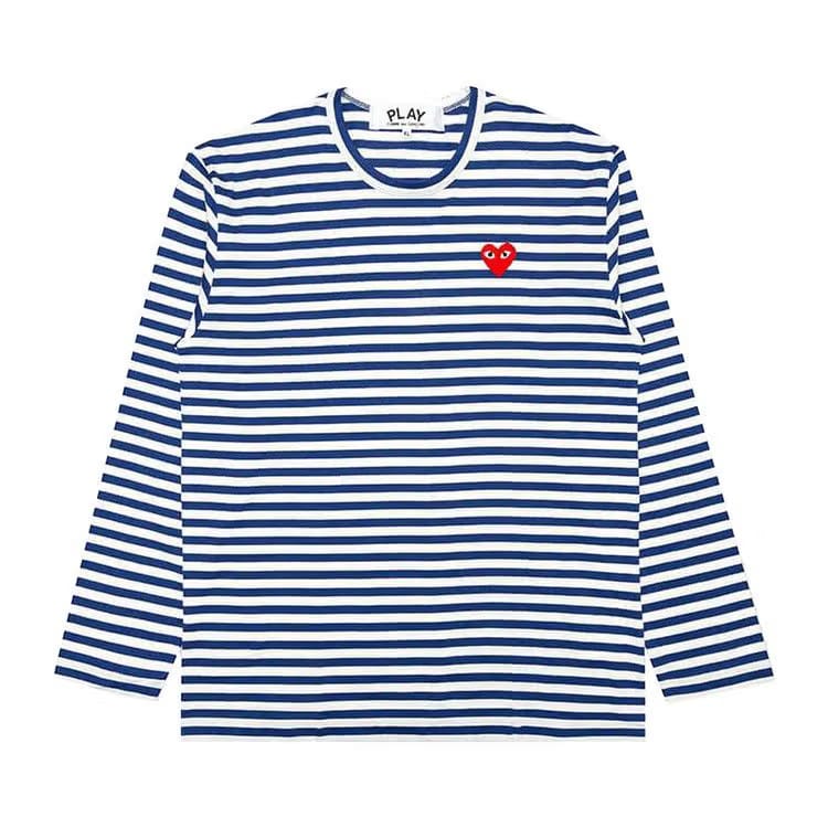 Comme des Garçons PLAY Striped Big Heart Long-Sleeve T-Shirt Blue/White