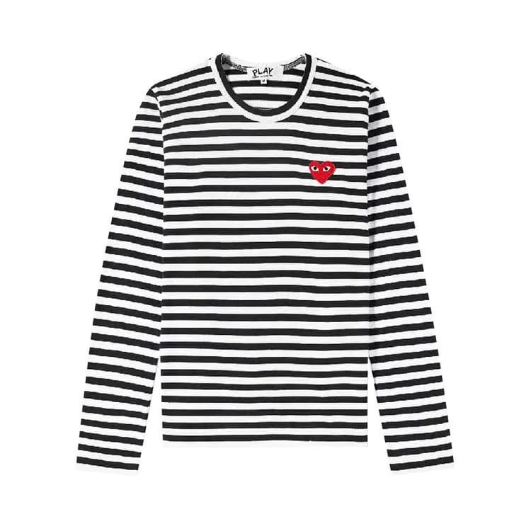 Comme des Garçons PLAY Heart Logo Striped Long-Sleeve T-Shirt Black/White