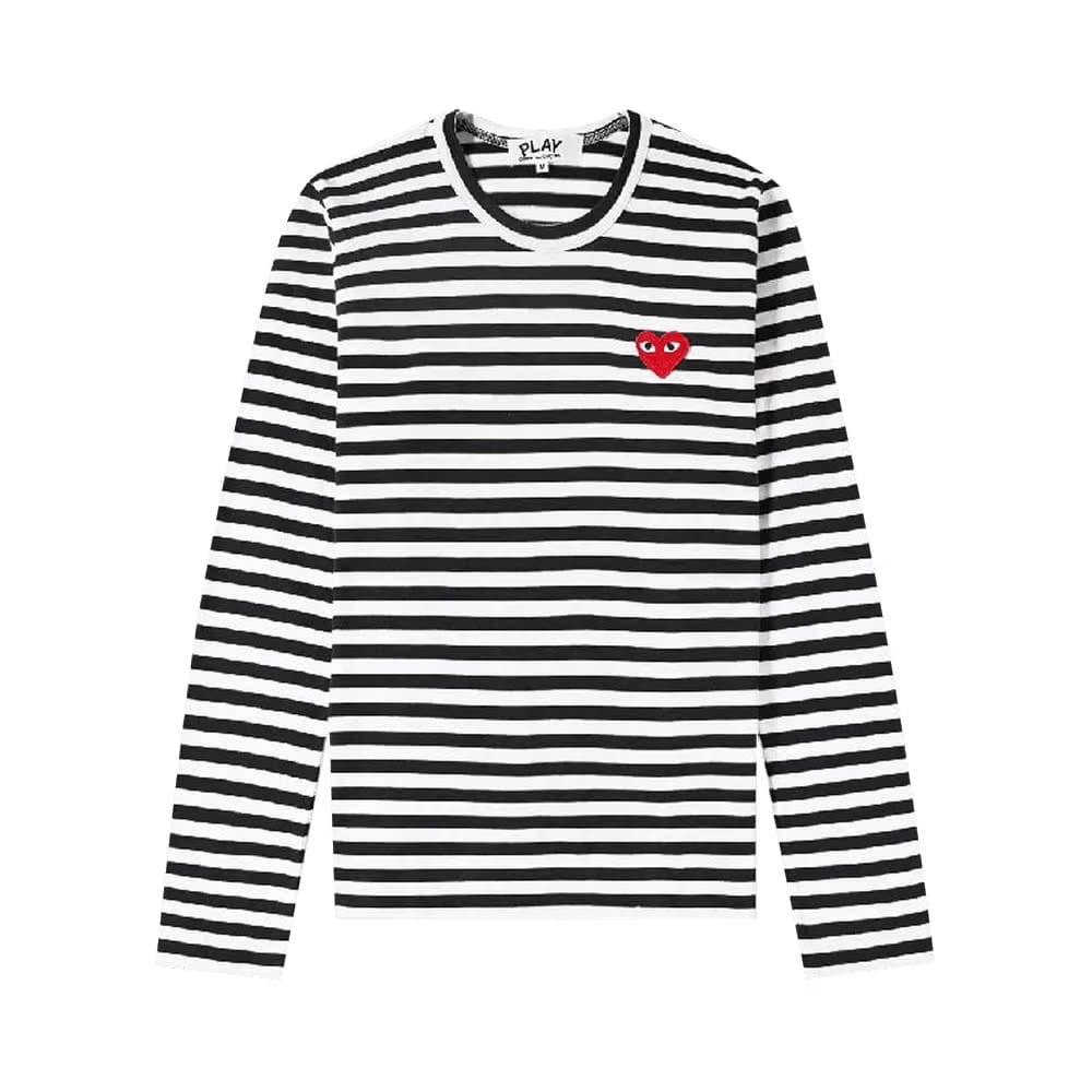 Comme des Garçons PLAY Heart Logo Striped Long-Sleeve T-Shirt Black/White