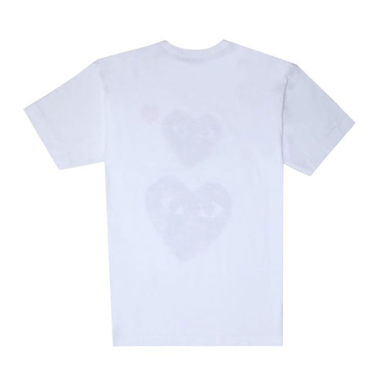 Comme des Garçons Shorts-Sleeve Play T-Shirt With Double Camo Hearts White
