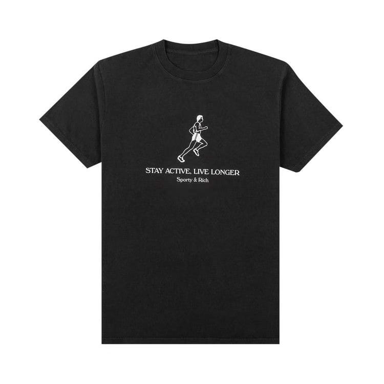 Sporty & Rich Live Longer T-Shirt Black/White Print