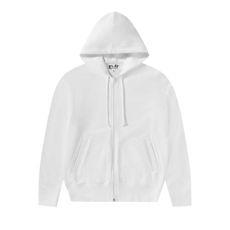 Comme des Garçons PLAY Back Emblem Zip Hoodie White