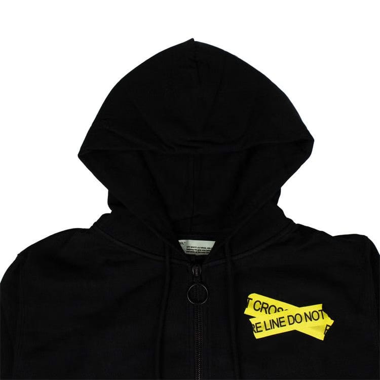 Off-White Fire Tape Zip-Up Sweater Black