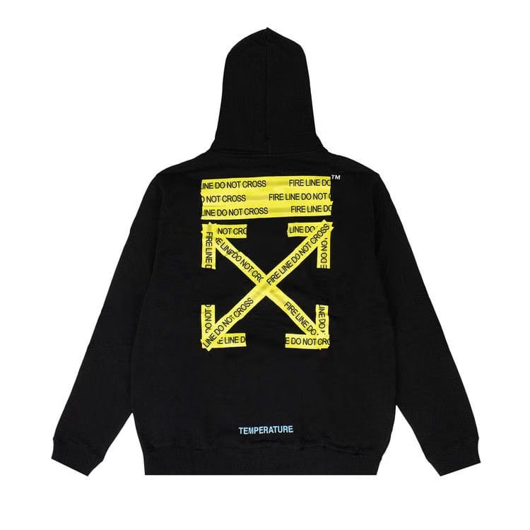 Off-White Fire Tape Zip-Up Sweater Black