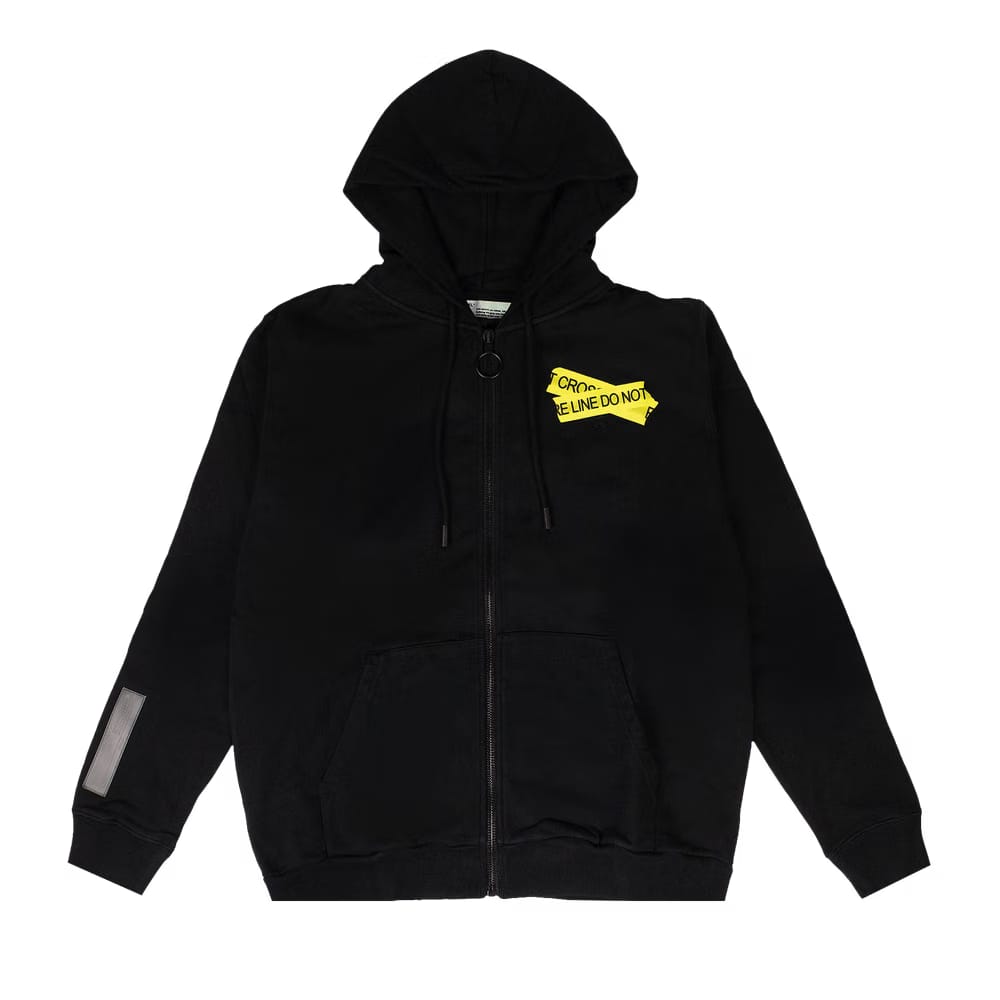 Off-White Fire Tape Zip-Up Sweater Black