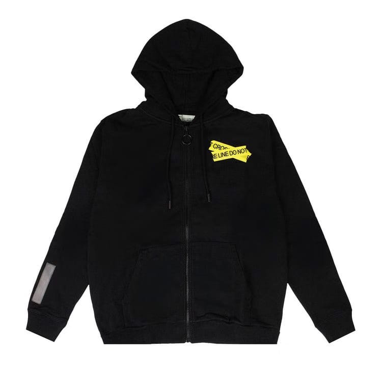 Off-White Fire Tape Zip-Up Sweater Black