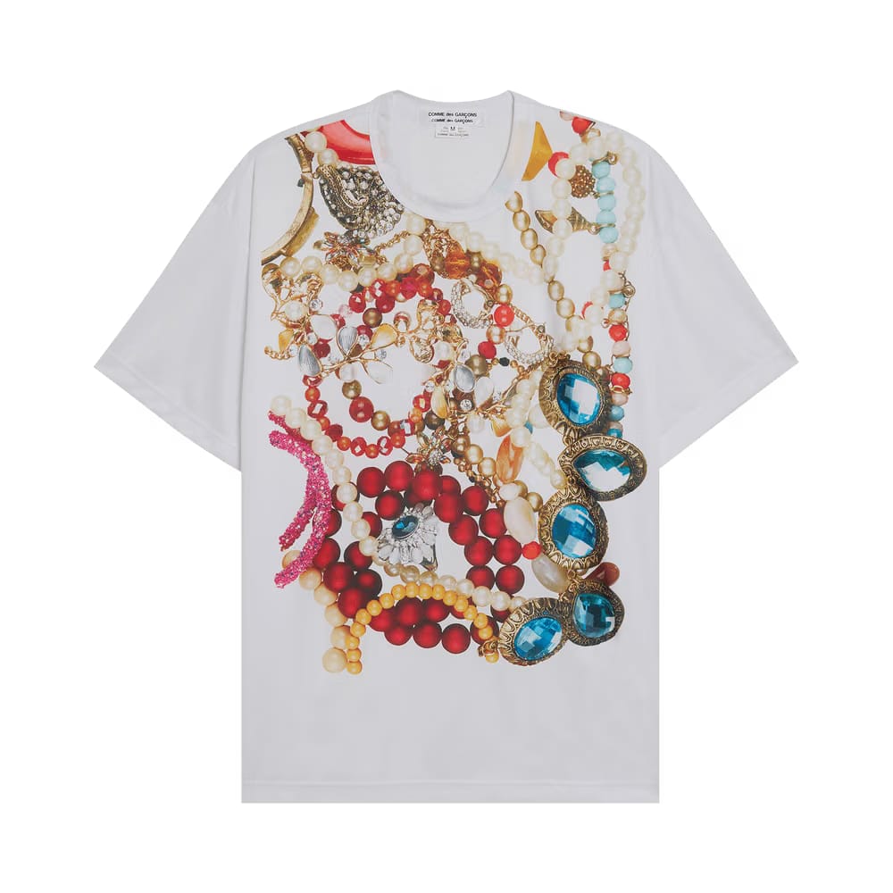 Comme des Garçons Polyester Smooth Print T-Shirt White/D Pattern