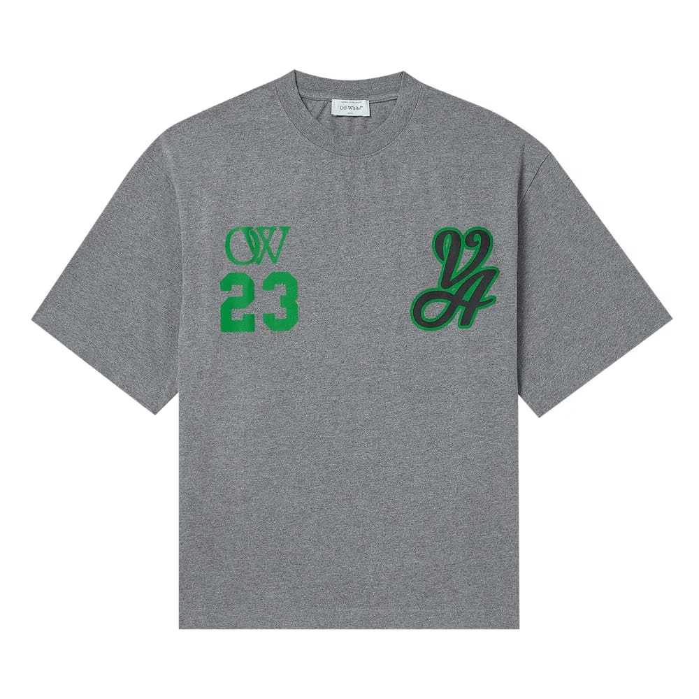 Off-White 23 Varsity Skate Shorts-Sleeve T-Shirt Melange Grey