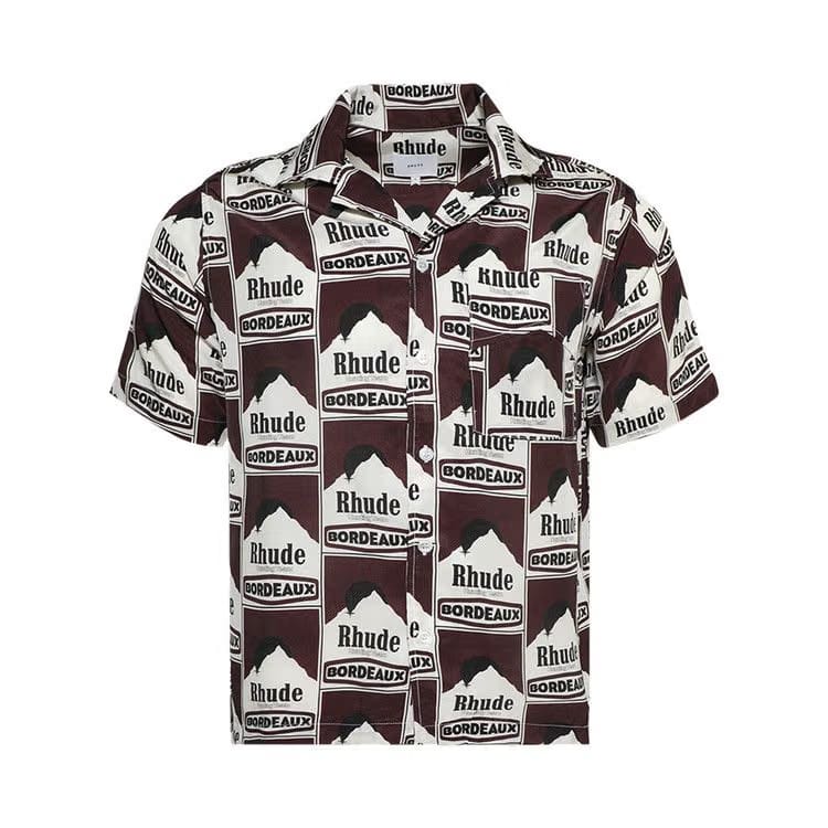 Rhude Moonlight Bordeaux Silk Shirt Maroon/Off White