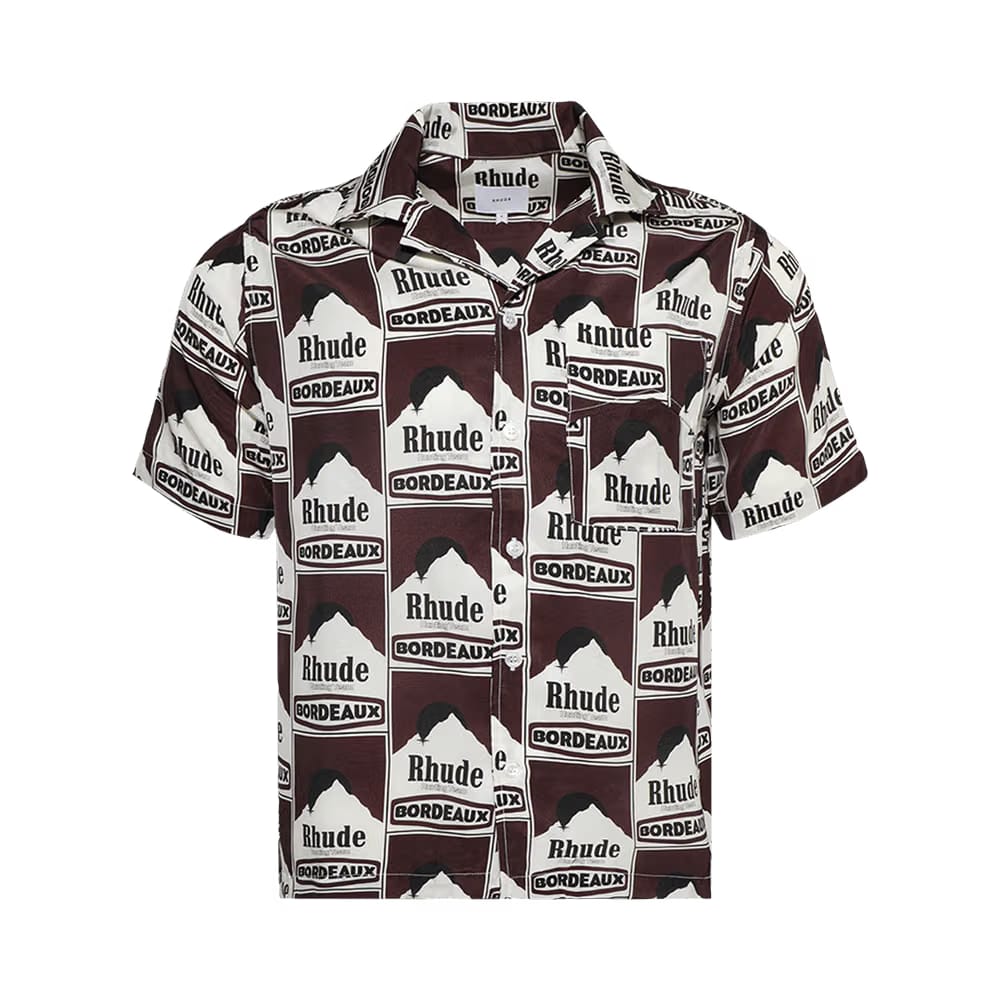 Rhude Moonlight Bordeaux Silk Shirt Maroon/Off White