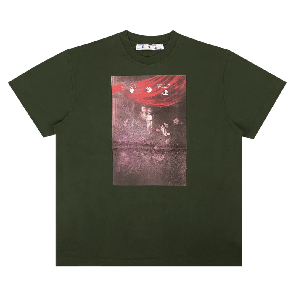 Off-White Sprayed Caravaggio Short-Sleeve Over Tee Green/White