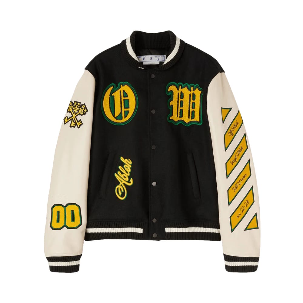 Off-White Graphics Leather Varsity Black/Yellow