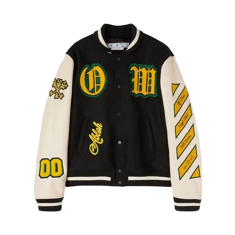 Off-White Graphics Leather Varsity Black/Yellow