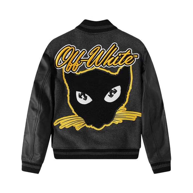 Off-White Vars Cat Leather Jacket Black/Yellow
