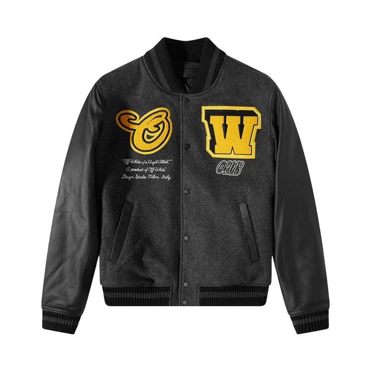 Off-White Vars Cat Leather Jacket Black/Yellow