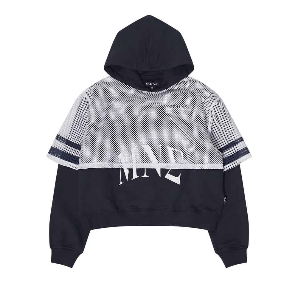 MAINS Mesh Layer Hoodie Blue/White