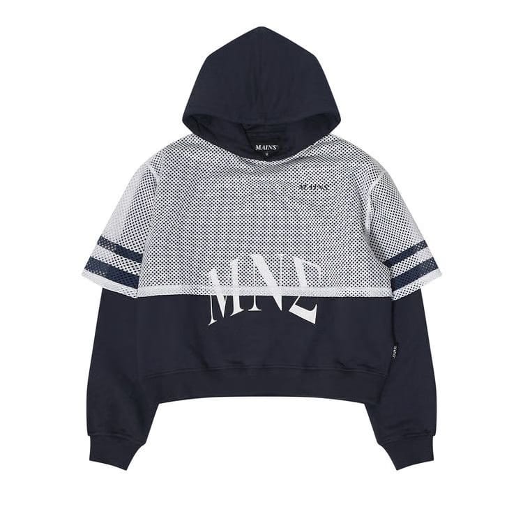 MAINS Mesh Layer Hoodie Blue/White