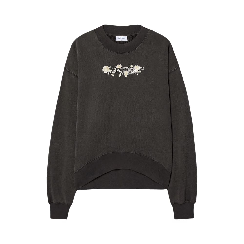 Off-White Bookish Roses Over Crew Sweatshirt Washed Black