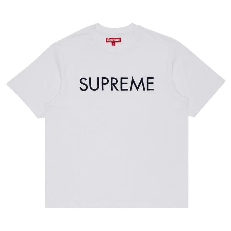 Supreme Capital Shorts-Sleeve Top White