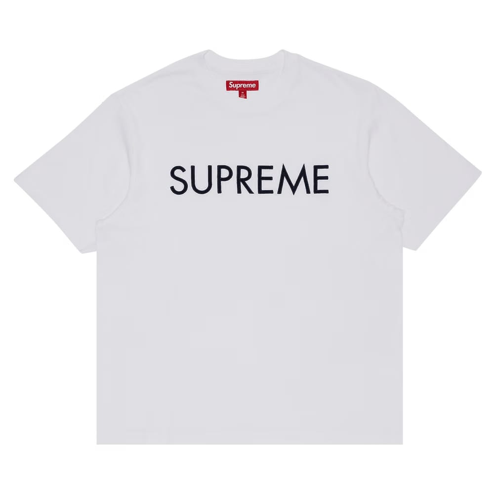 Supreme Capital Shorts-Sleeve Top White