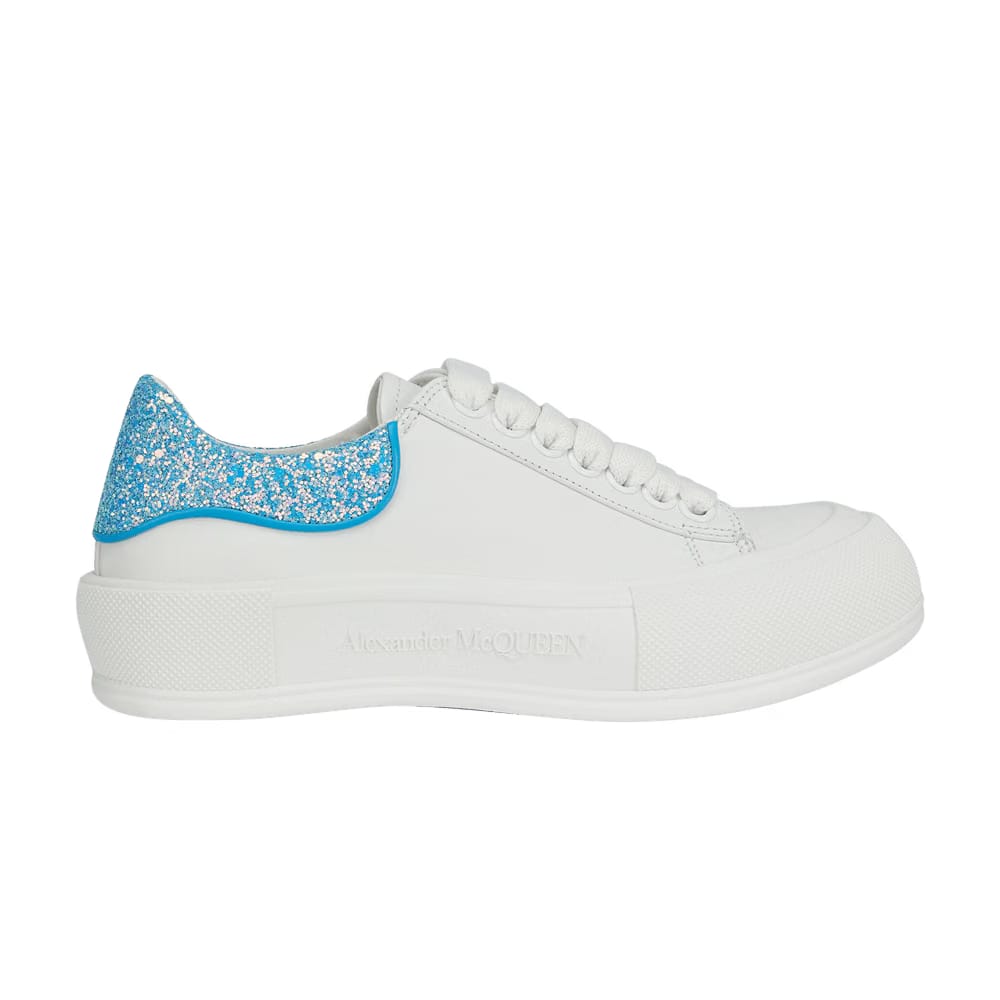 Alexander McQueen Wmns Deck Plimsoll 'White Cerulean Blue Glitter'