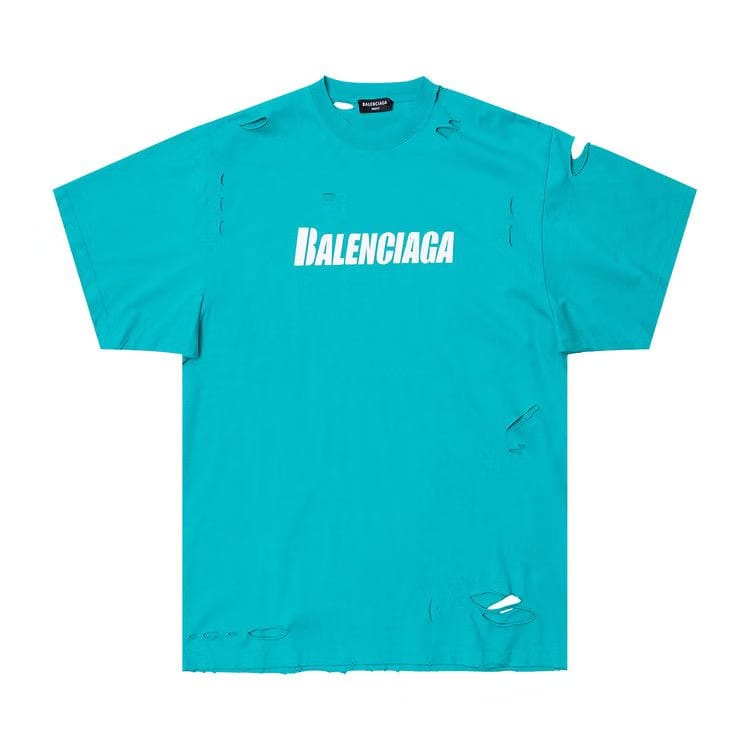 Balenciaga Boxy T-Shirt Turquoise/White