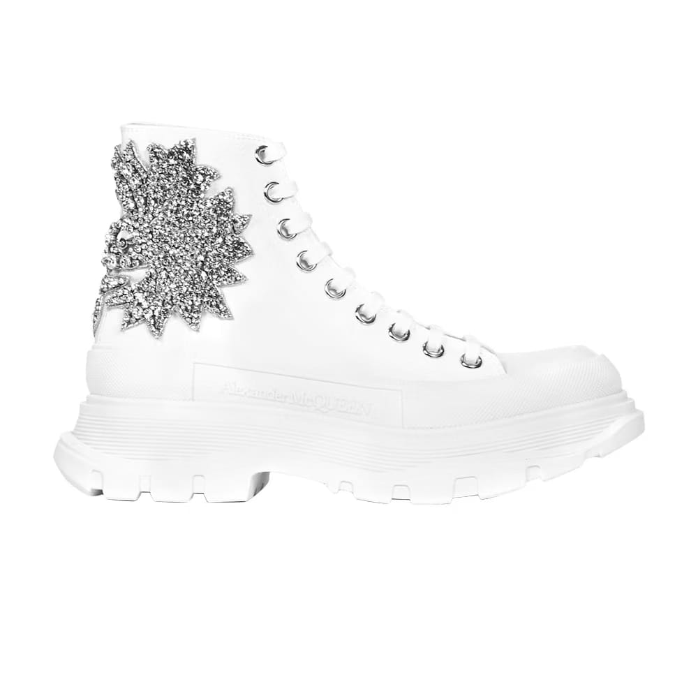 Alexander McQueen Wmns Tread Slick Boot 'Crystal Cloud Embroidery - White'