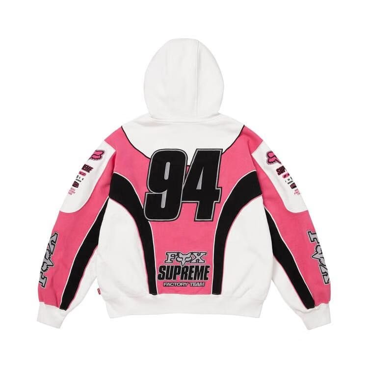 Supreme x Fox Racing Zip Up Hoodie White