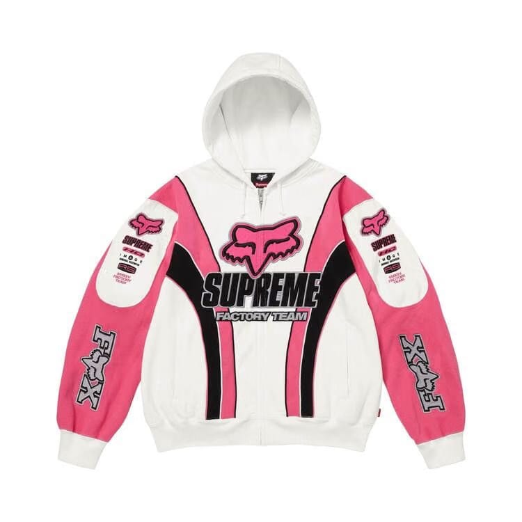 Supreme x Fox Racing Zip Up Hoodie White